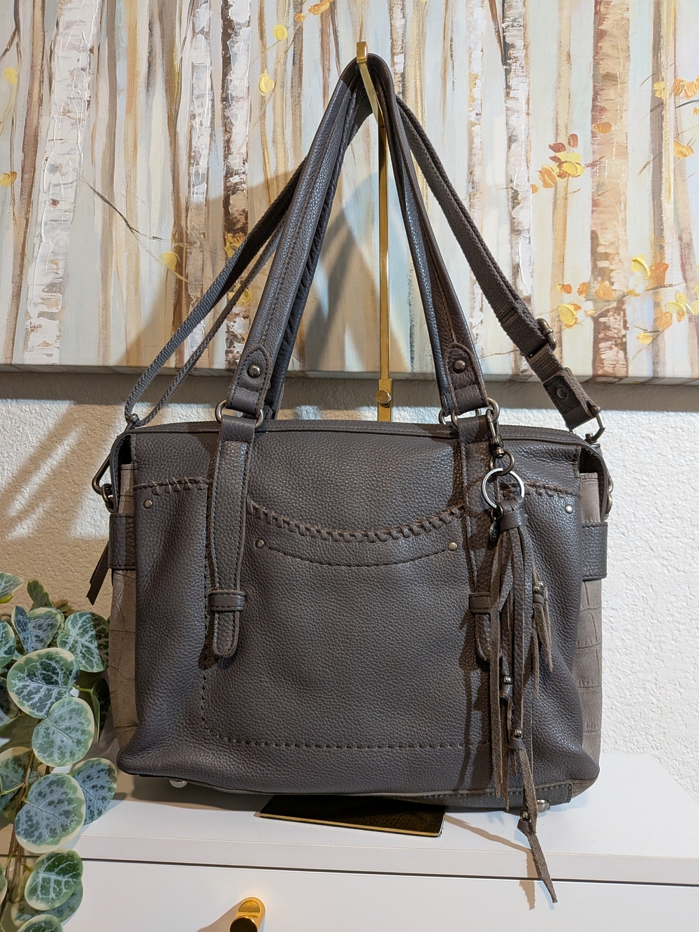 The Sak Robertson Leather Satchel Shoulder Crossbody Bag